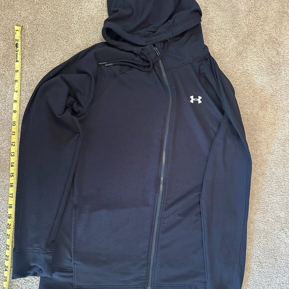 Womans XL Black Zip up jacket - Under Armour with Hood - Picture 1 of 4